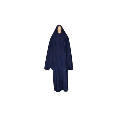 Warmer Abaya Mantel in Blau mit passendem Khimar Hijab und 