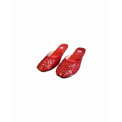Orient-Pantolette mit Pailletten in Dunkelrot