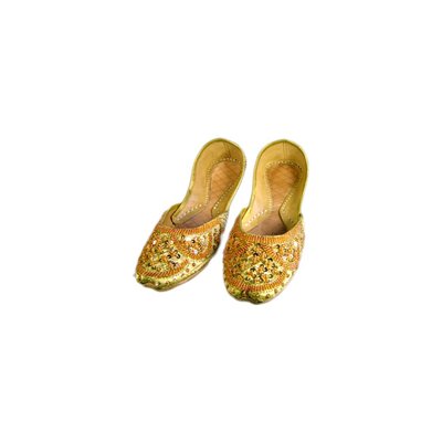 Orientalische Pailletten Ballerina Schuhe aus Leder - Gelbgold