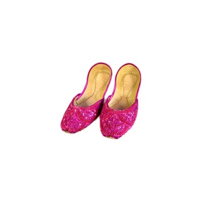 Orientalische Pailletten Ballerina Schuhe aus Leder - Pinkviolett