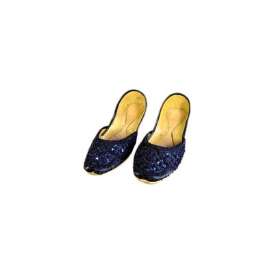 Oriental sequined ballerina shoes made of leather in Dark Blue