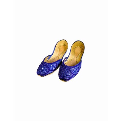 Oriental sequined ballerina shoes made of leather in Blue