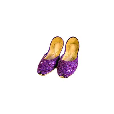 Orientalische Pailletten Ballerina Schuhe aus Leder - Violett