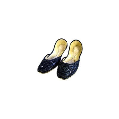 Oriental sequined ballerina shoes made of leather in Black