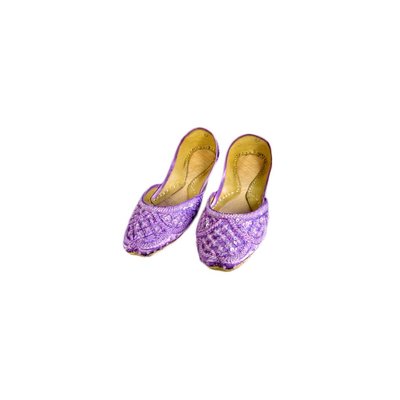Orientalische Pailletten Ballerina Schuhe aus Leder - Zartviolett