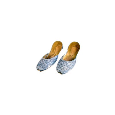 Oriental sequined ballerina shoes made of leather in Gray