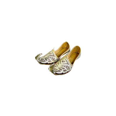 Traditional Khussa for women with embroidery - Gold Red