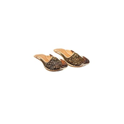 Traditional open Khussa for women with embroidery - Brown-White