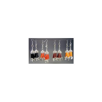 Oriental earrings with beads of different colors