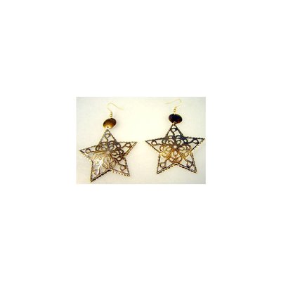 Oriental star earrings in gold-black or copper