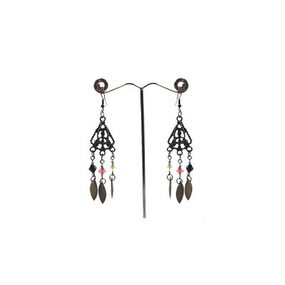 Orientalische Tribal-Hängeohrringe - Goldton Geschwärzt