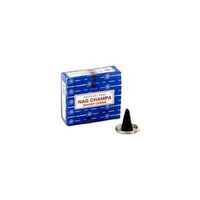Satya Incense cones Nag Champa scent with holder (10 piece)