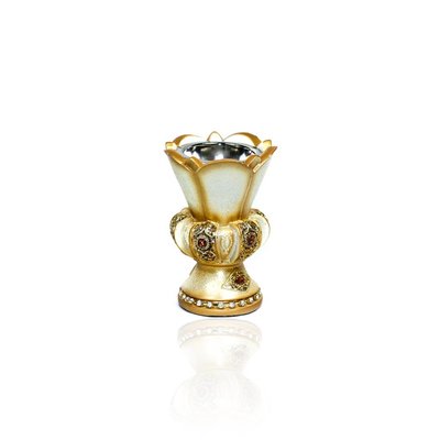 Mubkara - Large censer ceramics for Bakhour incense burning Creme-Gold