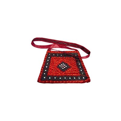 Shoulder bag with mirrors in dark red