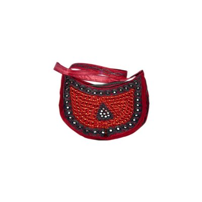 Shoulder bag with mirrors half-round in dark red