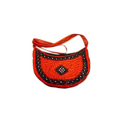 Shoulder bag with mirrors half-round in red