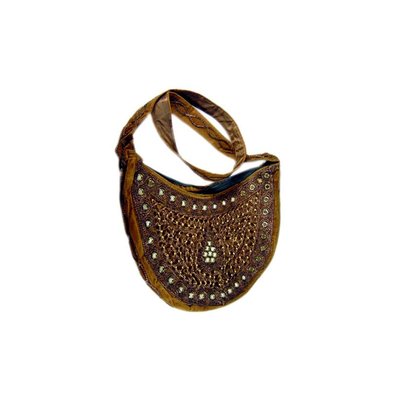 Shoulder bag with mirrors semicircle in Brown