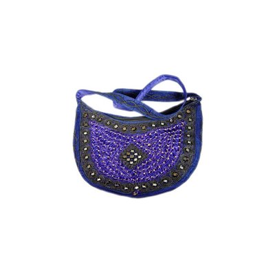 Shoulder bag with mirrors semicircle in blue violet