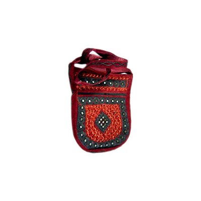 Shoulder bag handbag with embroidery Oriental Dark Red