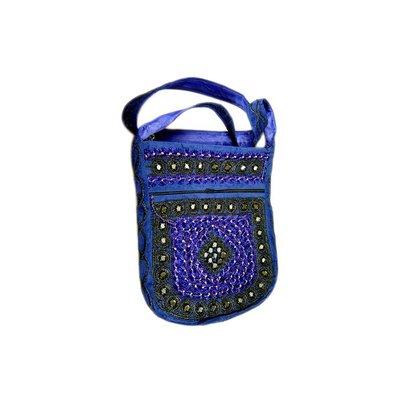 Umhängetasche Handtasche mit Stickerei Orientalisch Blau