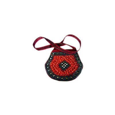 Shoulder bag handbag with embroidery Oriental Dark Red