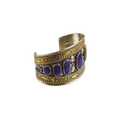 Tribal bracelet with lapis lazuli wedding alpaca
