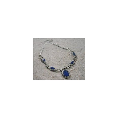 Tribal Kette mit ovalem Anhänger Lapislazuli