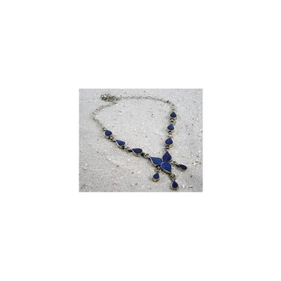 Tribal costumes necklace with lapis lazuli droplets