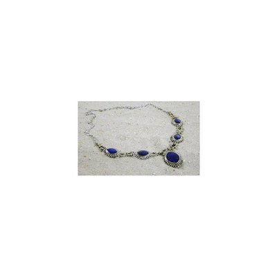 Tribal Kette mit oval-spitzen Steinen Lapislazuli