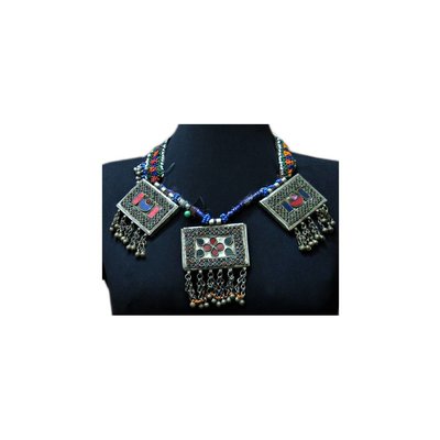 Tribal necklace with colorful pendants
