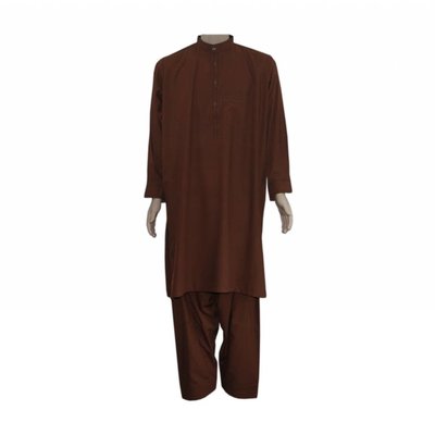 Salwar Kameez Herren - Rotbraun mit Stickerei