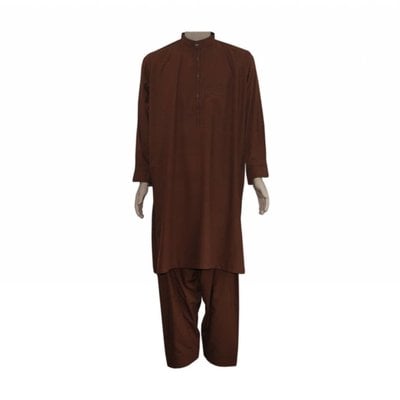 Salwar Kameez Men - Red Brown with embroidery