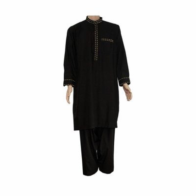 Salwar Kameez Herren - Schwarz mit Stickerei
