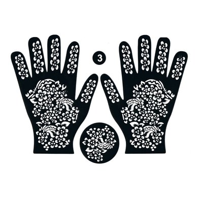 Selbstklebende Hennaschablone - Hand 3-Teilig