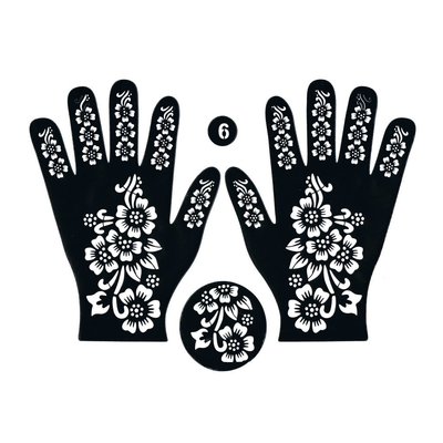 Selbstklebende Hennaschablone - Hand 3-Teilig
