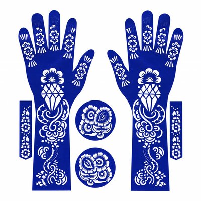 Selbstklebende Hennaschablone - Hand 6-Teilig