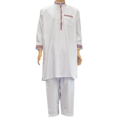 Salwar Kameez Herren - Weiss mit Stickerei