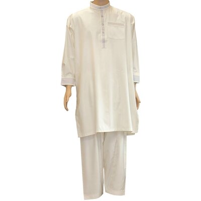 Salwar Kameez Men - Cream with embroidery