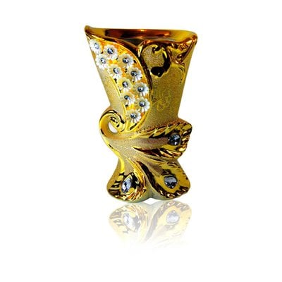 Mubkara - Large censer ceramics for Bakhour incense burning golden colour