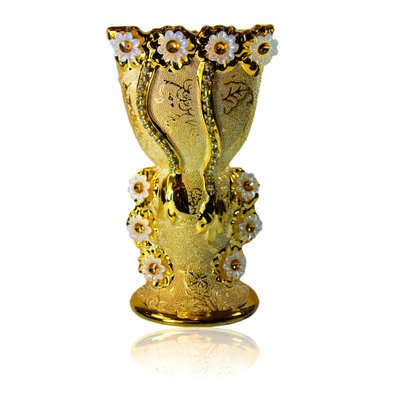 Mubkara - Large censer ceramics for Bakhour incense burning golden colour