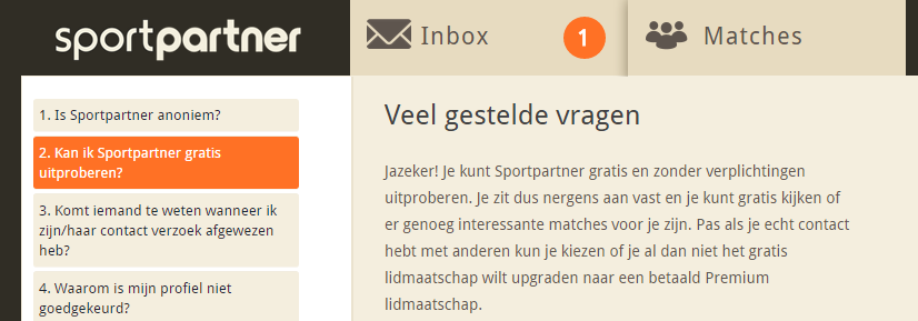 Sportpartner is niet gratis