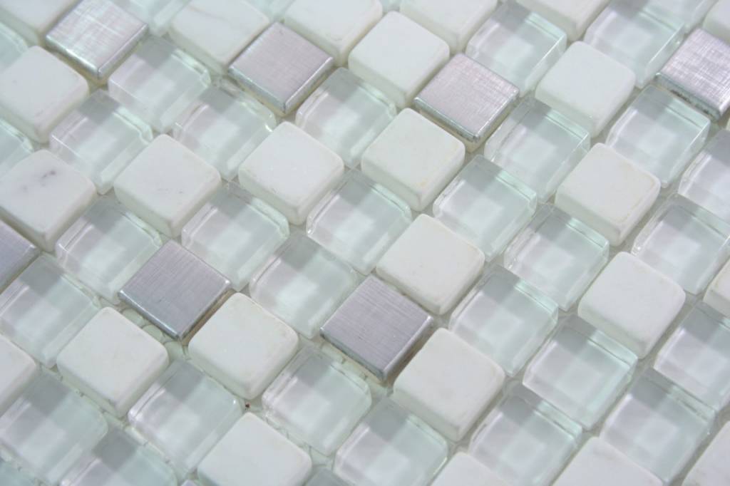 mosaikfliesen wei, mosaikfliesen - amoru - glas / edelstahl / naturstein - silber, Design ideen