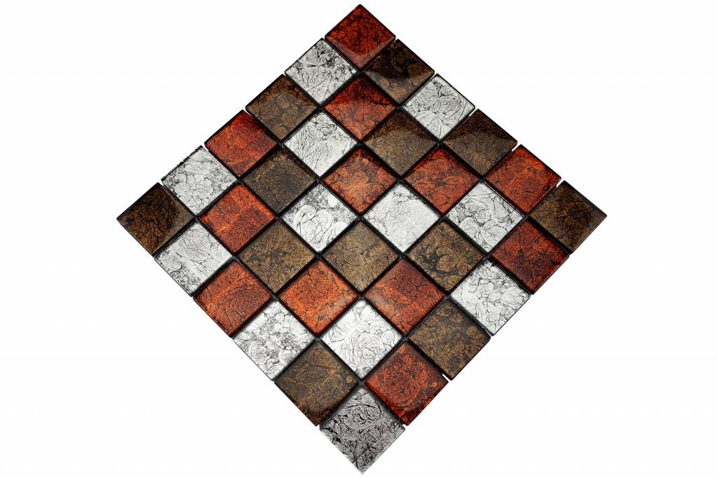 Glasmosaik-Fliesen silber, braun, rot GM4800 - Mosaic Outlet