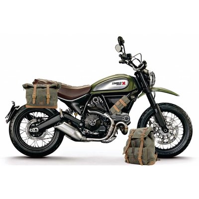 Longride Single Side Saddlebag Large Waxed Cotton Khaki