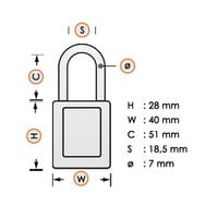 Gelamineerd stalen veiligheidshangslot wit 814112