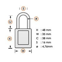 Zenex Sicherheits-vorhängeschloss teal S31TEAL - S31KATEAL