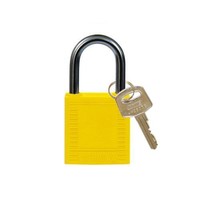 Nylon compact veiligheidshangslot geel 814117