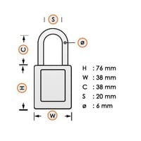 Zenex safety padlock yellow 411YLW - 411KAYLW