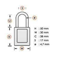 Nylon Kompakte Sicherheits-vorhängeschloss grau 8141243