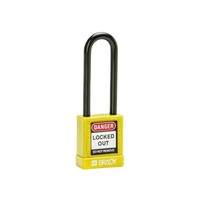Aluminium veiligheidshangslot met kunststof cover geel 834477